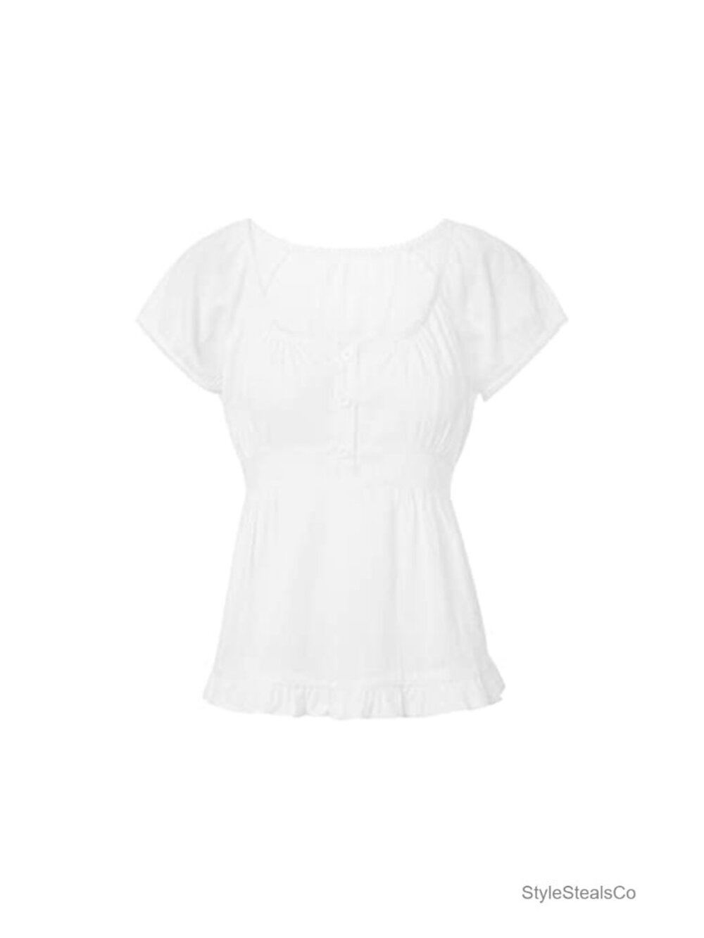 Women Y2K Cap Sleeve Shirt Lace Trim Fairy Plaid Tee